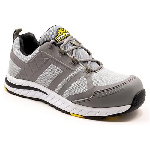 WORKPOWER– Sport Sicherheitsschuhe S1P Tyler für Herren – leichte Arbeitsschuhe mit metallfreiem Durchtrittschutz & Kunststoffkappe – verfügbar in den Größen 43 (Grau) von WORKPOWER