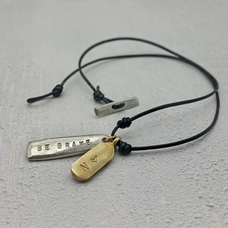 Leder Herren Mixed Metall Anhänger Halskette - Personalisierte Unisex Einfache von WORKSHOPone80