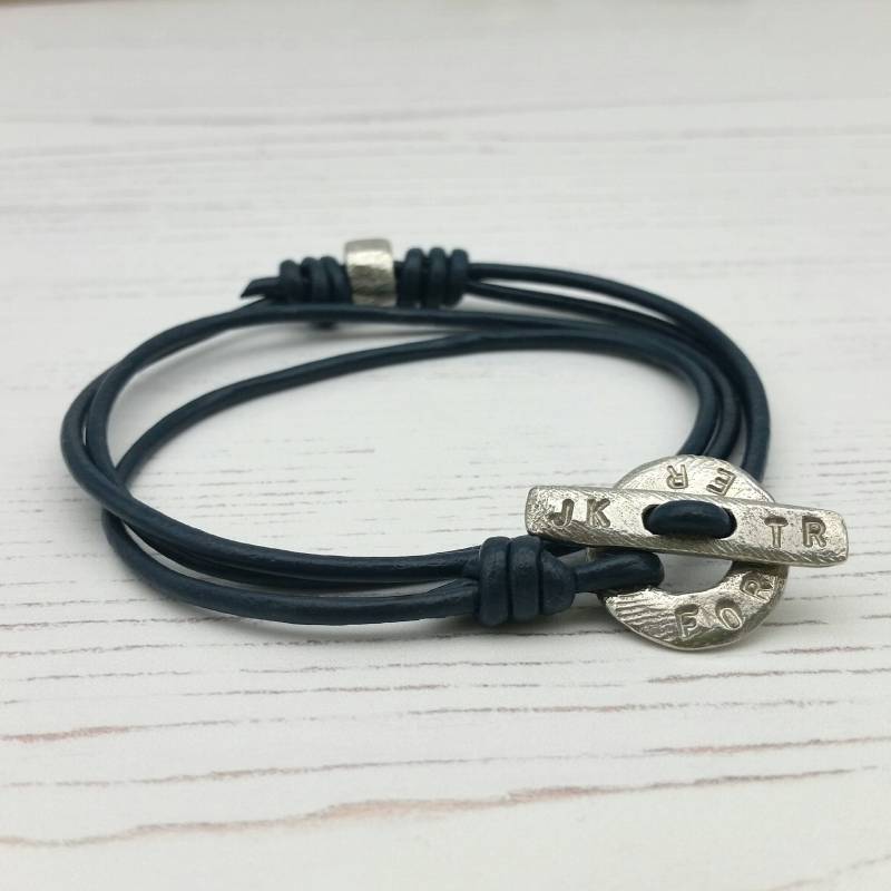 Leder Unisex Wickelarmband - Personalisiertes Herren Wirist Armband Pewter von WORKSHOPone80