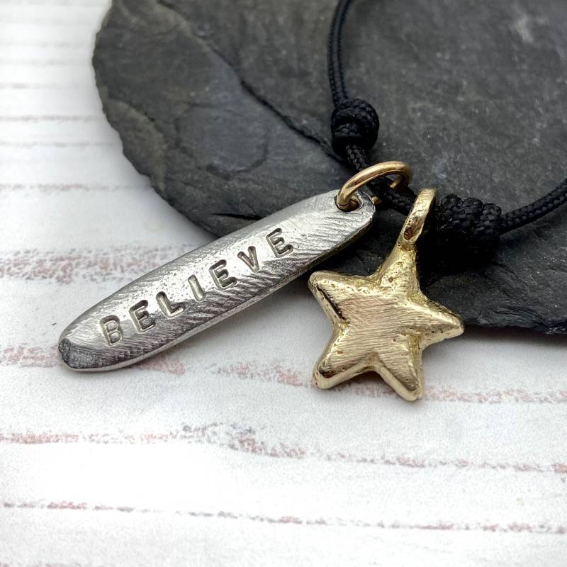 Personalisierte Stern Halskette - Moderne Rustikale Anhänger Aus Recyceltem Messing & Zinn Bio Recycelter Schmuck von WORKSHOPone80