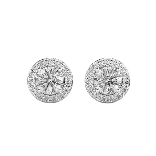 925 Sterling Silber Glorious Round Ohrstecker | Versilbert Moissanit Nr. Stein 32 Edelstein Größe 0,01–0,69 mm | Gewicht 1,48 crt Form rund | 2,886 g | Luxus • handgefertigt • feiner Schmuck | WWGE_W von WORLD WIDE GEMS