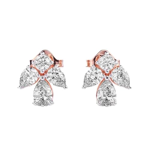 925 Sterling Silber Super Duper Fancy Ohrstecker | Roségold vergoldet Moissanit Nr. Stein 8 Edelstein Größe 0,01–0,29 mm | Gewicht 1,27 crt Form - rund & Birne | 6,054 g | Luxus • feiner Schmuck | von WORLD WIDE GEMS