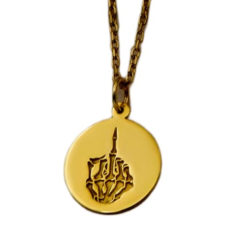 Luxuriöser Anhänger aus 925er Sterlingsilber, 22 mm, ohne Kette, Skelett-Mittelfinger, kantiger Punk-Schmuck, Gothic-Rebellen, einzigartig, Statement-Handarbeit, vergoldet, handgefertigt | WW_OPC von WORLD WIDE GEMS