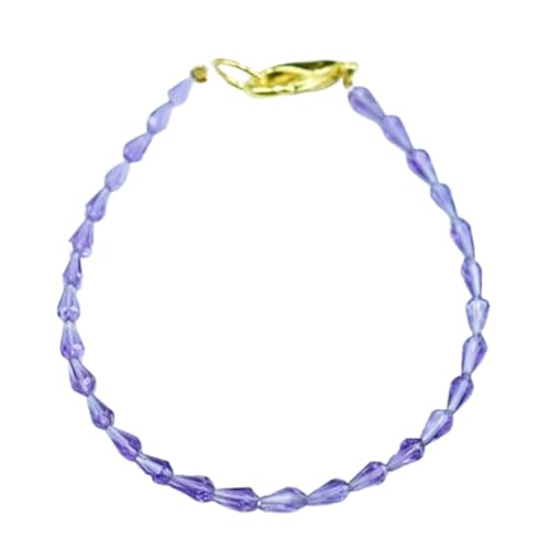 WORLD WIDE GEMS Amethyst 3 x 5 mm Tropfenform facettierte Perlen 17,8 cm vergoldeter Verschluss Armband für Männer Frauen Unisex Gliederkette Stapelarmband WWG_CH_00217 von WORLD WIDE GEMS