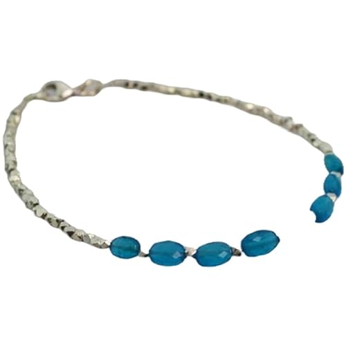 WORLD WIDE GEMS Apa 4 x 7 mm ovale Form facettierte Perlen 17,8 cm versilbert Verschluss Armband für Männer Frauen Unisex Gliederkette Stapelarmband WWG_CH_00542 von WORLD WIDE GEMS