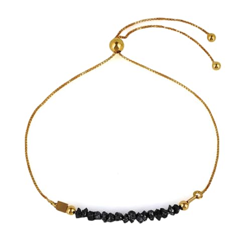 WORLD WIDE GEMS Black Diamond 2–2,5 mm Nugget-Chips-Form, grob geschliffene Perlen, 17,8 cm, verstellbarer vergoldeter Verschluss, Armband für Männer, Frauen, Unisex, Gliederkette, stapelbares Armband WORLD WIDE GEMS Black Diamond 2–2,5 mm Nugget-Chips-Form, grob geschliffene Perlen, 17,8 cm, verstellbarer vergoldeter Verschluss, Armband für Männer, Frauen, Unisex, Gliederkette, stapelbares Armband von WORLD WIDE GEMS