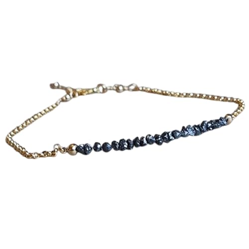 WORLD WIDE GEMS Black Diamond 2–3 mm Nugget-Chips-Form, grob geschliffene Perlen, 17,8 cm, verstellbarer, versilberter Verschluss, Armband für Herren, Damen, Unisex, Gliederkette, stapelbares Armband WORLD WIDE GEMS Black Diamond 2–3 mm Nugget-Chips-Form, grob geschliffene Perlen, 17,8 cm, verstellbarer, versilberter Verschluss, Armband für Herren, Damen, Unisex, Gliederkette, stapelbares Armband von WORLD WIDE GEMS