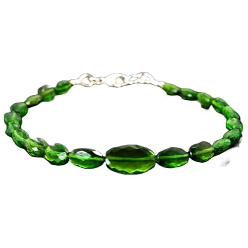 WORLD WIDE GEMS Chromdiopsid, 3 x 6-8 x 14 mm, ovale Form, facettierte, geschliffene Perlen, 17,8 cm, versilberter Verschluss, Armband für Herren, Damen, Unisex, Gliederkette, stapelbares Armband | WORLD WIDE GEMS Chromdiopsid, 3 x 6-8 x 14 mm, ovale Form, facettierte, geschliffene Perlen, 17,8 cm, versilberter Verschluss, Armband für Herren, Damen, Unisex, Gliederkette, stapelbares Armband | von WORLD WIDE GEMS