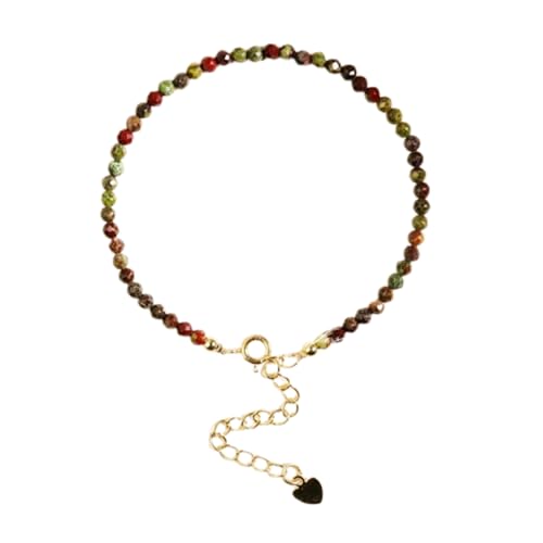 WORLD WIDE GEMS Drachenblutjaspis 3 mm runde Form facettierte Perlen 17,8 cm verstellbar vergoldet Verschluss Armband für Männer Frauen Unisex Gliederkette Stapelarmband | WWG_CH_02377 von WORLD WIDE GEMS