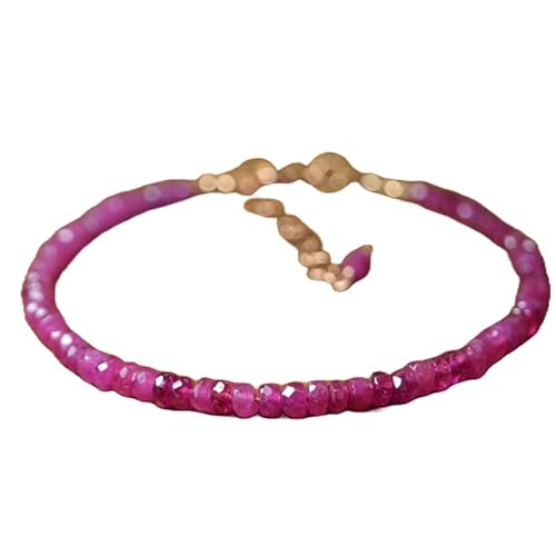 WORLD WIDE GEMS Gefärbter Rubin 3-3,5 mm Rondelle-Form facettierte Perlen 17,8 cm verstellbarer vergoldeter Verschluss Armband für Männer und Frauen Unisex Gliederkette Stapelarmband WWG_CH_02382 von WORLD WIDE GEMS
