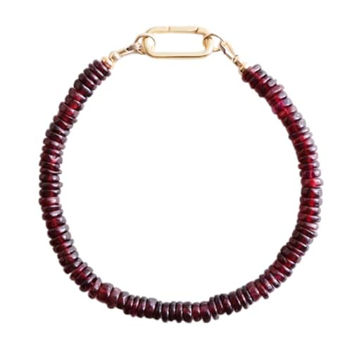 WORLD WIDE GEMS Granat 3,5 mm Rondelle-Form glatt geschliffene Perlen 17,8 cm verstellbarer vergoldeter Verschluss Armband für Männer und Frauen Unisex Gliederkette Stapelarmband WWG_CH_03105 von WORLD WIDE GEMS