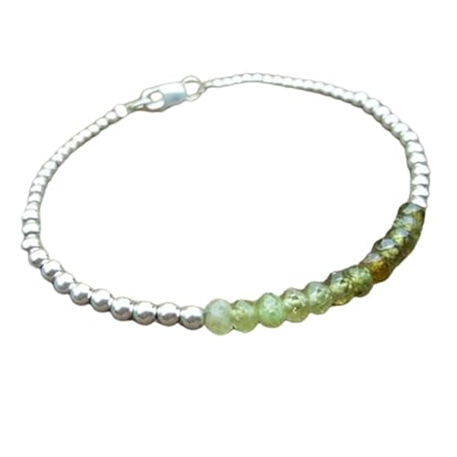 WORLD WIDE GEMS Grossular Granat 4 mm Rondelle Form facettierte Perlen 17,8 cm versilbert Verschluss Armband für Männer Frauen Unisex Gliederkette Stapelarmband WWG_CH_03641 von WORLD WIDE GEMS