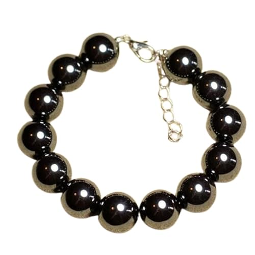 WORLD WIDE GEMS Häma 12 mm runde Form glatt geschnittene Perlen 17,8 cm verstellbar versilbert Verschluss Armband für Männer Frauen Unisex Gliederkette Stapelarmband WWG_CH_03663 von WORLD WIDE GEMS