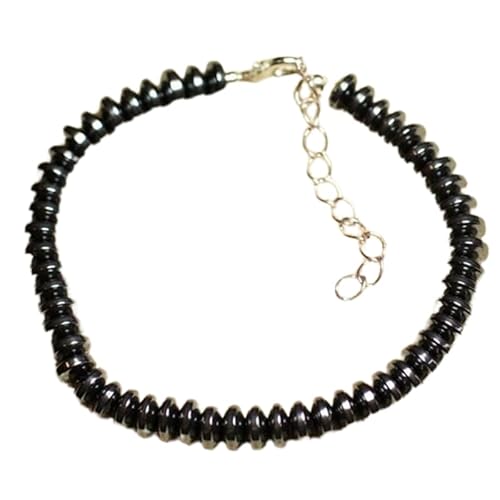 WORLD WIDE GEMS Häma 6 mm Rondelle-Form glatt geschliffene Perlen 17,8 cm verstellbar versilbert Verschluss Armband für Männer Frauen Unisex Gliederkette Stapelarmband WWG_CH_03659 von WORLD WIDE GEMS