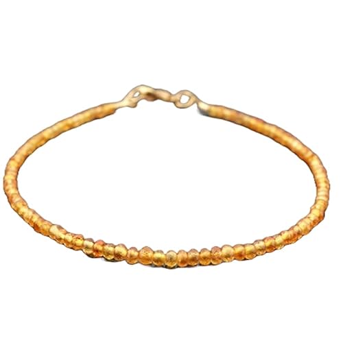 WORLD WIDE GEMS Hessonit-Granat 3 mm Rondelle-Form facettierte Perlen 17,8 cm vergoldeter Verschluss Armband für Männer und Frauen Unisex Gliederkette Stapelarmband WWG_CH_03754 von WORLD WIDE GEMS