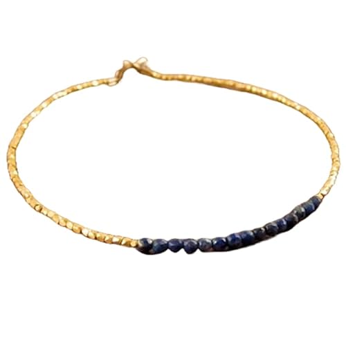WORLD WIDE GEMS Lapislazuli 2,5 mm runde Form glatt geschliffene Perlen 17,8 cm vergoldeter Verschluss Armband für Männer Frauen Unisex Gliederkette Stapelarmband WWG_CH_04282 von WORLD WIDE GEMS