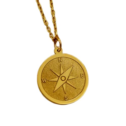 WORLD WIDE GEMS Luxuriöser Anhänger aus 925er-Sterlingsilber, 22 mm, ohne Kette, Kompass – minimalistischer Reiseschmuck, Richtungssymbol für Sie oder ihn, handgefertigter Charm, vergoldet | WW_OPC von WORLD WIDE GEMS