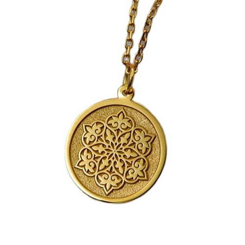 WORLD WIDE GEMS Luxuriöser Anhänger aus 925er-Sterlingsilber, 22 mm, ohne Kette, Mandala – Heilige Geometrie, Lotus-inspirierter Charm, spiritueller Schmuck, handgefertigte Idee, vergoldet | WW_OPC von WORLD WIDE GEMS