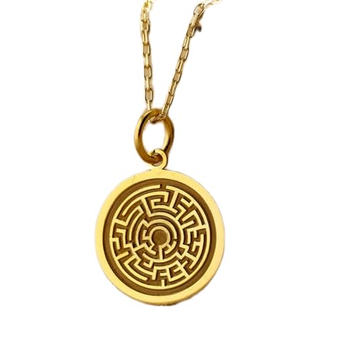 WORLD WIDE GEMS Luxus-Anhänger aus 925er Sterlingsilber, 24 mm, ohne Kette, Labyrinth, pesronalisiertes Labyrinth, zierlich, Charm-Schmuck, Geschenk für sie, vergoldet | WW_OPC_01271 von WORLD WIDE GEMS