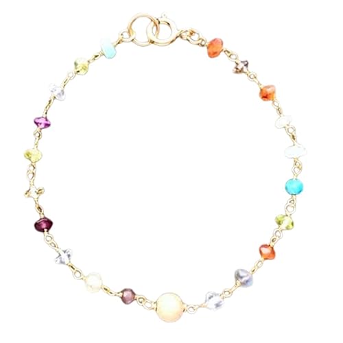 WORLD WIDE GEMS Multi Edelstein 3-3,5 mm Rondelle Form facettierte Perlen 17,8 cm vergoldet Verschluss Armband für Männer Frauen Unisex Gliederkette Stapelarmband WWG_CH_04845 von WORLD WIDE GEMS