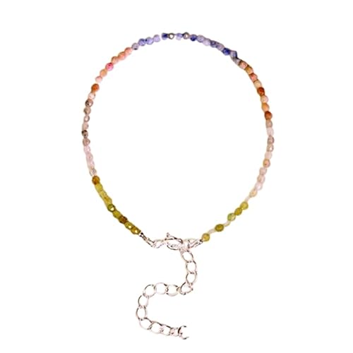 WORLD WIDE GEMS Multi Jade 2 mm Rondelle Form facettierte Perlen 17,8 cm verstellbar versilbert Verschluss Armband für Männer Frauen Unisex Gliederkette Stapelarmband | WWG_CH_04904 von WORLD WIDE GEMS