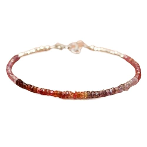 WORLD WIDE GEMS Multi Spinell 3-3,5 mm Rondelle Form facettierte Perlen 17,8 cm verstellbarer versilberter Verschluss Armband für Männer Frauen Unisex Gliederkette Stapelarmband WWG_CH_04985 von WORLD WIDE GEMS