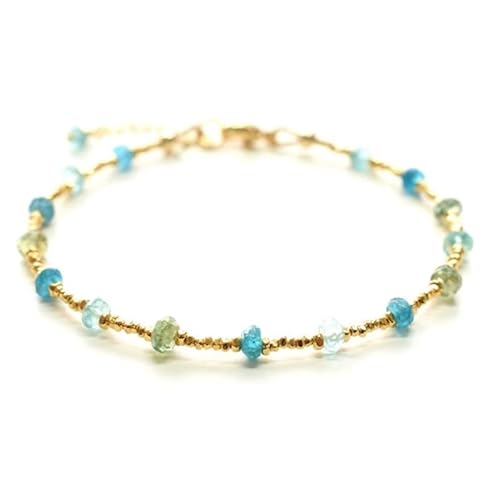 WORLD WIDE GEMS Multiapa 3 mm Rondelle-Form facettierte Perlen 17,8 cm vergoldeter Verschluss Armband für Männer Frauen Unisex Gliederkette Stapelarmband WWG_CH_04793 von WORLD WIDE GEMS