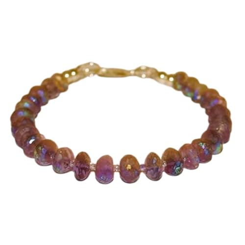 WORLD WIDE GEMS Mystic Amethyst 6 mm Rondelle-Form facettierte Perlen 17,8 cm vergoldeter Verschluss Armband für Männer Frauen Unisex Gliederkette Stapelarmband WWG_CH_05113 von WORLD WIDE GEMS