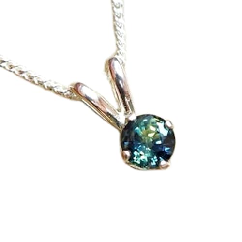 WORLD WIDE GEMS Natürlicher Saphir, 6 mm, rund, facettiert, mehrfarbig, 925er Sterlingsilber, runde Halskette mit 45,7 cm langer Kabelkette, Weisheit, Königsheit, Wahrheit, spirituelle Einsicht von WORLD WIDE GEMS