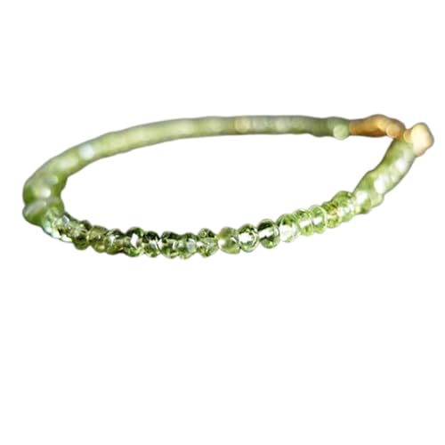 WORLD WIDE GEMS Peridot 3-3,5 mm Rondelle-Form facettierte Perlen 17,8 cm vergoldeter Verschluss Armband für Männer Frauen Unisex Gliederkette Stapelarmband WWG_CH_05296 von WORLD WIDE GEMS