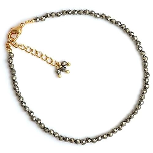 WORLD WIDE GEMS Pyrit 2–2,5 mm runde Form, facettierte geschliffene Perlen, 17,8 cm, verstellbarer vergoldeter Verschluss, Armband für Herren, Damen, Unisex, Gliederkette, stapelbares Armband | WWG_CH WORLD WIDE GEMS Pyrit 2–2,5 mm runde Form, facettierte geschliffene Perlen, 17,8 cm, verstellbarer vergoldeter Verschluss, Armband für Herren, Damen, Unisex, Gliederkette, stapelbares Armband | WWG_CH von WORLD WIDE GEMS