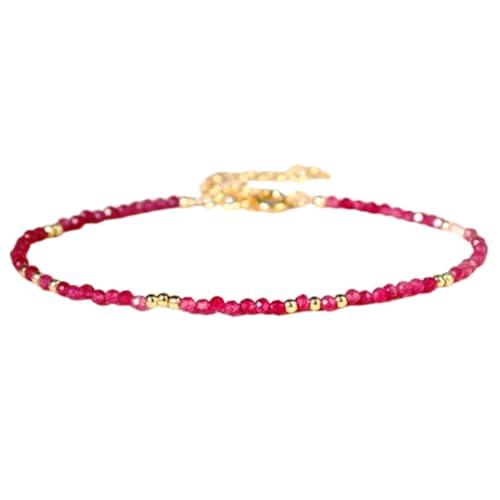 WORLD WIDE GEMS Rubin 2 mm Rondelle-Form facettierte Perlen 17,8 cm verstellbarer vergoldeter Verschluss Armband für Männer und Frauen Unisex Gliederkette Stapelarmband WWG_CH_05896 WORLD WIDE GEMS Rubin 2 mm Rondelle-Form facettierte Perlen 17,8 cm verstellbarer vergoldeter Verschluss Armband für Männer und Frauen Unisex Gliederkette Stapelarmband WWG_CH_05896 von WORLD WIDE GEMS