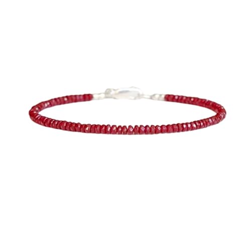 WORLD WIDE GEMS Rubin 3 mm Rondelle-Form facettierte Perlen 17,8 cm verstellbar versilbert Verschluss Armband für Männer Frauen Unisex Gliederkette Stapelarmband WWG_CH_05926 WORLD WIDE GEMS Rubin 3 mm Rondelle-Form facettierte Perlen 17,8 cm verstellbar versilbert Verschluss Armband für Männer Frauen Unisex Gliederkette Stapelarmband WWG_CH_05926 von WORLD WIDE GEMS