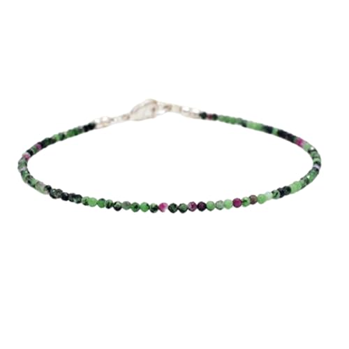 WORLD WIDE GEMS Rubin-Zoisit-Armband, rund, facettiert, geschliffene Perlen, 17,8 cm, verstellbar, versilbert, für Herren, Damen, Unisex, Gliederkette, stapelbares Armband | WWG_CH_05991 WORLD WIDE GEMS Rubin-Zoisit-Armband, rund, facettiert, geschliffene Perlen, 17,8 cm, verstellbar, versilbert, für Herren, Damen, Unisex, Gliederkette, stapelbares Armband | WWG_CH_05991 von WORLD WIDE GEMS