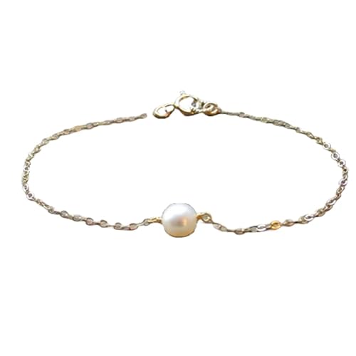 WORLD WIDE GEMS Süßwasserperle 10 mm runde Form glatt geschnittene Perlen 17,8 cm versilbert Verschluss Armband für Männer Frauen Unisex Gliederkette Stapelarmband WWG_CH_02969 von WORLD WIDE GEMS