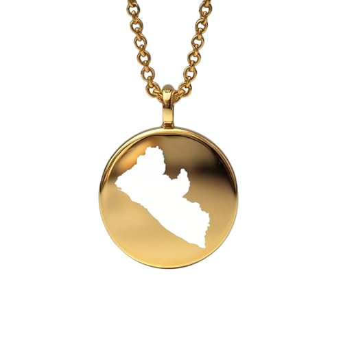 WORLD WIDE GEMS WWG Anhänger aus Sterlingsilber, 14 Karat vergoldet, rund, 24 mm, Stärke 1,5 mm, Motiv Karte von Liberia | WWG_MAP_LB574 WORLD WIDE GEMS WWG Anhänger aus Sterlingsilber, 14 Karat vergoldet, rund, 24 mm, Stärke 1,5 mm, Motiv Karte von Liberia | WWG_MAP_LB574 von WORLD WIDE GEMS