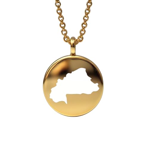 WORLD WIDE GEMS WWG Anhänger aus Sterlingsilber, 14 Karat vergoldet, runde Form, 24 mm, Dicke 1,5 mm, Burkina Faso, WWG_MAP_LB665 WORLD WIDE GEMS WWG Anhänger aus Sterlingsilber, 14 Karat vergoldet, runde Form, 24 mm, Dicke 1,5 mm, Burkina Faso, WWG_MAP_LB665 von WORLD WIDE GEMS