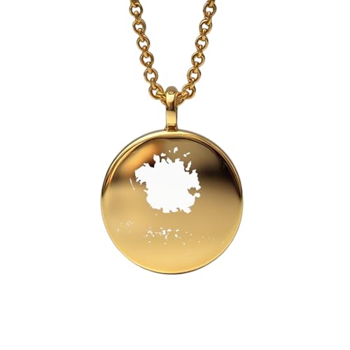 WORLD WIDE GEMS WWG Anhänger aus Sterlingsilber, 14 Karat vergoldet, runde Form, 24 mm, Dicke 1,5 mm, Motiv Karte von Mikronesien | WWG_MAP_LB559 von WORLD WIDE GEMS