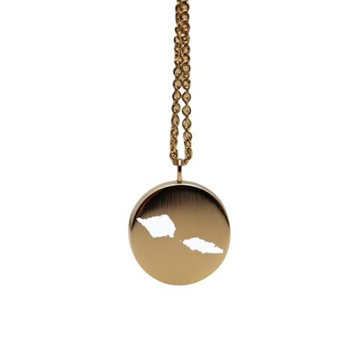 WORLD WIDE GEMS WWG Anhänger aus Sterlingsilber, 14 Karat vergoldet, runde Form, 24 mm, Dicke 1,5 mm, Samoa-Karte, WWG_MAP_LB353 von WORLD WIDE GEMS