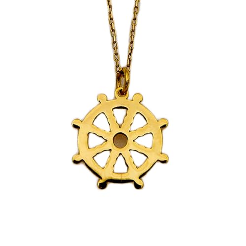 WW_OPC_01863 Luxus-Anhänger aus 925er-Sterlingsilber, 22 mm, ohne Kette, Dharma-Well, zierlicher Schmuck, klein, Weihnachten, vergoldet, handgefertigt von WORLD WIDE GEMS