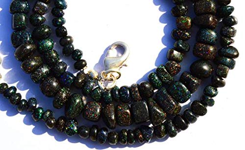 World Wide Gems Beads Gemstone 1 Strand Natural Matrix Black Opal 3 to 7MM Broad Smooth Unshaped Beads 18 Inch Code-HIGH-11408 von WORLD WIDE GEMS