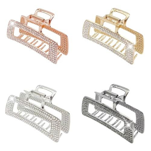 WORTL Quadratische Haarklammern aus Metall, 8,9 cm, 4 Stück, Strass-Haarklammern für Damen und dünner, dickes Haarstyling, starker Halt WORTL Quadratische Haarklammern aus Metall, 8,9 cm, 4 Stück, Strass-Haarklammern für Damen und dünner, dickes Haarstyling, starker Halt von WORTL