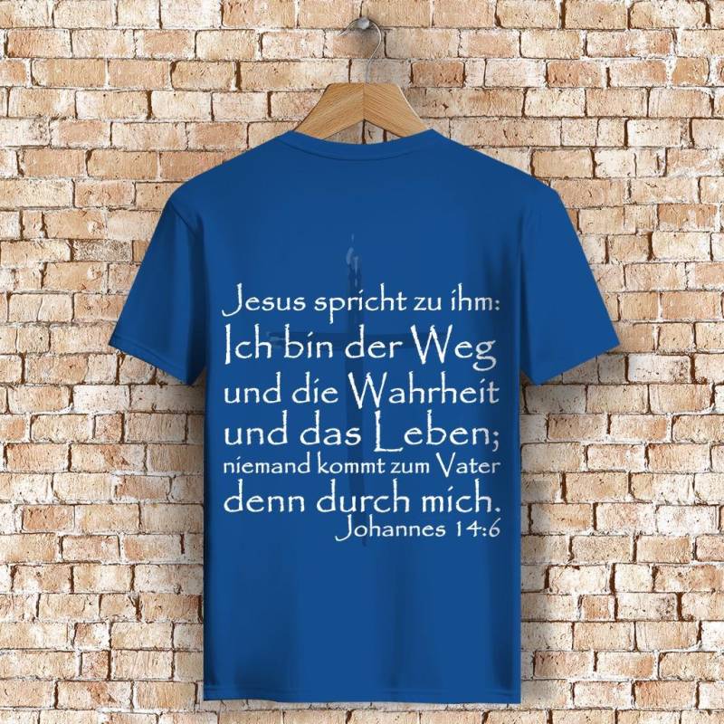 Herren/Unisex Premium Bio T-Shirt "Weg Wahrheit Leben - Johannes 14.6" Wht | Jesus Christus Yeshua Yhwh Maranatha Christliche Kleidung Bibel von WORTundSEGEN