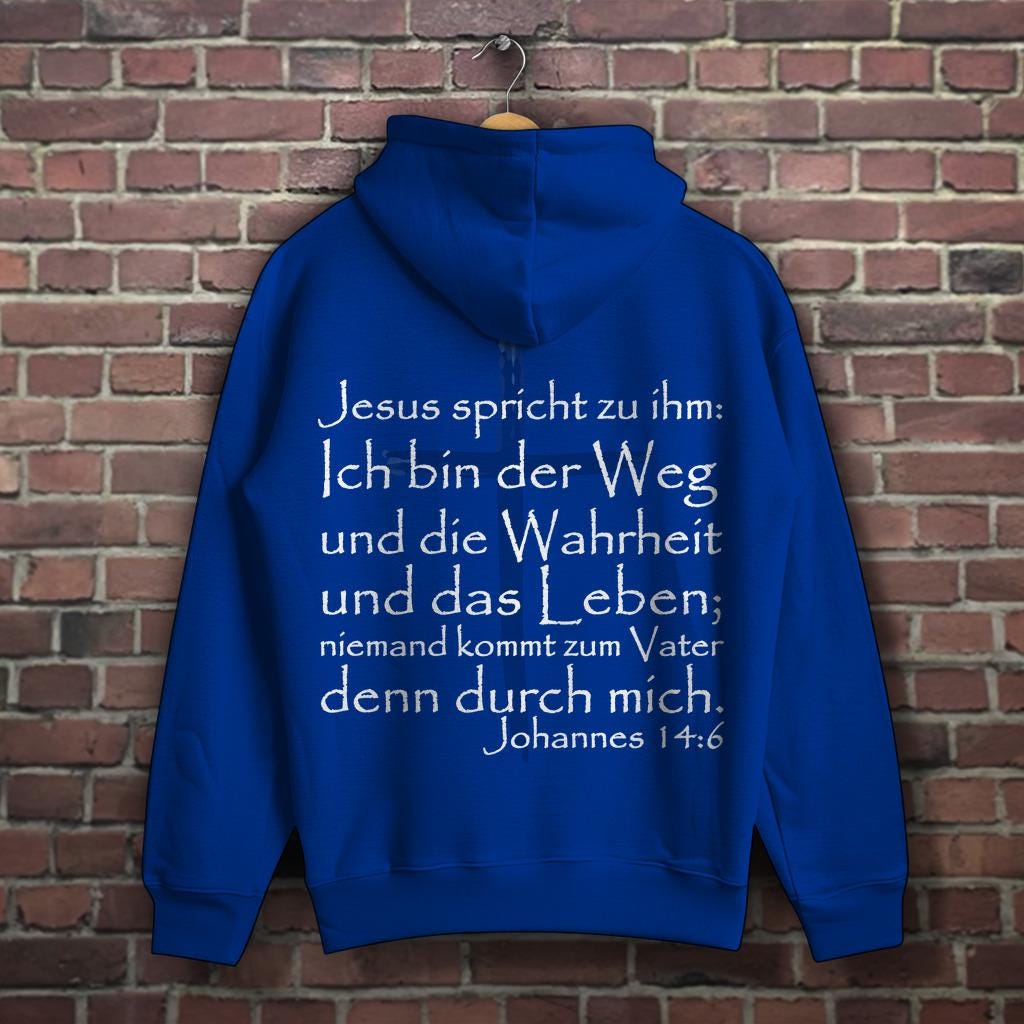 Herren Hoodie "Weg Wahrheit Leben - Johanne 14.6" Wht | Jesus Christus Yeshua Yhwh Maranatha Christliche Kleidung Bibel Gott Evangelium von WORTundSEGEN