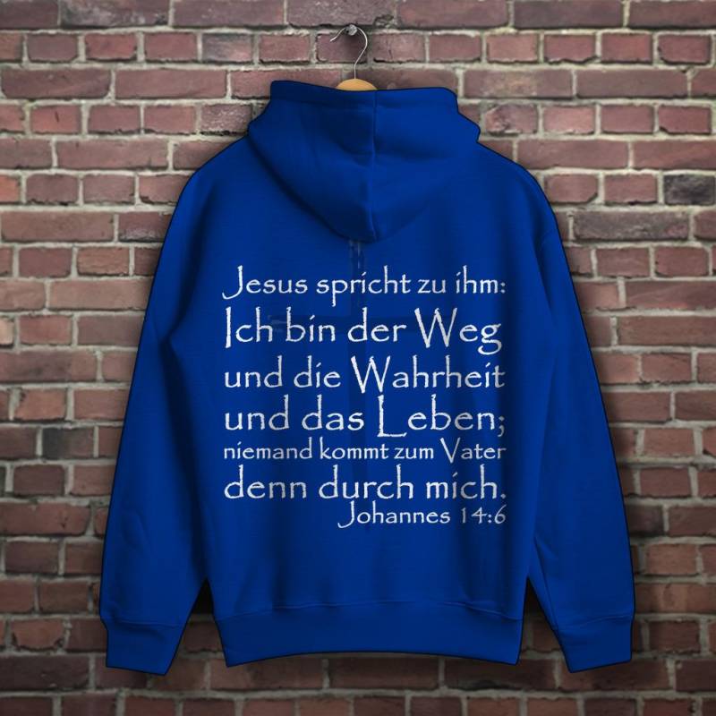 Herren Hoodie "Weg Wahrheit Leben - Johanne 14.6" Wht | Jesus Christus Yeshua Yhwh Maranatha Christliche Kleidung Bibel Gott Evangelium von WORTundSEGEN