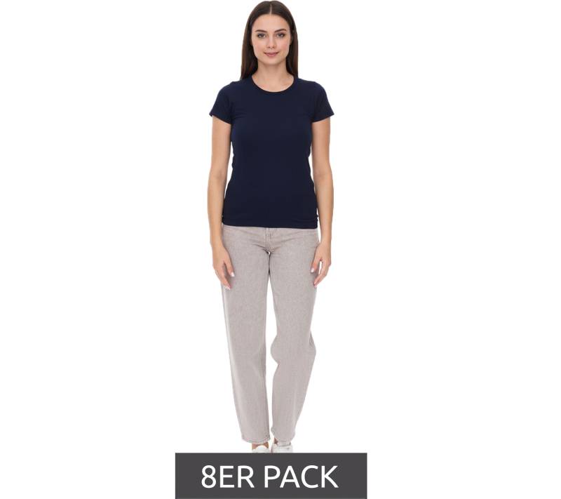 8er Sparpack WORXWEAR Damen T-Shirt modisches Rundhals-Shirt mit 180gsm Kurzarm-Shirt Navy von WORXWEAR