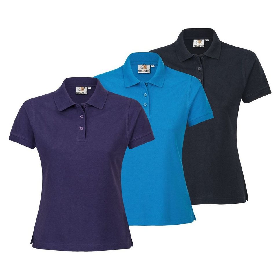 WORXWEAR Poloshirt Damen (Spar-Set, 3er-Pack) strapazierfähiges Poloshirt mit Einlaufwert < 5% von WORXWEAR