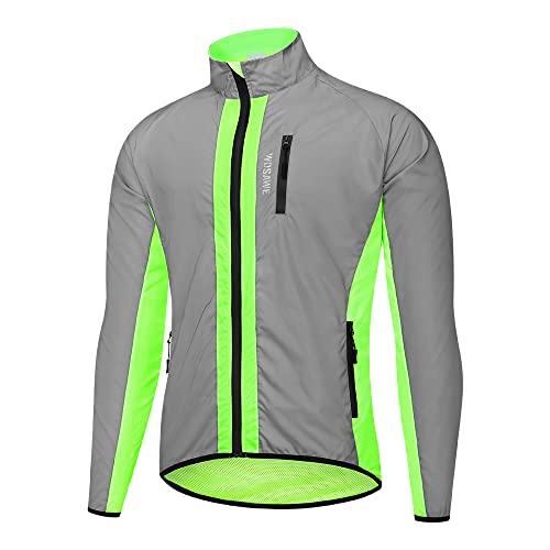 WOSAWE Reflektierende Fahrradjacke Herren Damen Winddicht Wasserabweisend Laufjacke (Jacke Grün L) von WOSAWE