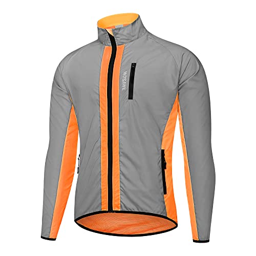 WOSAWE Reflektierende Fahrradjacke Herren Damen Winddicht Wasserabweisend Laufjacke (Jacke Orange L) von WOSAWE