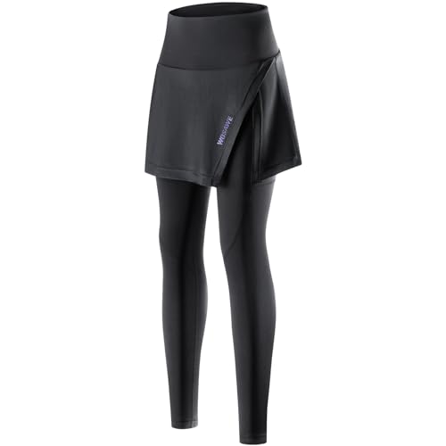 WOSAWE Damen Fahrradhose mit Rock Winter Warm Thermoleggings mit Atmungsaktiv 4D Schwamm Gepolsterte (Schwarz, S) von WOSAWE